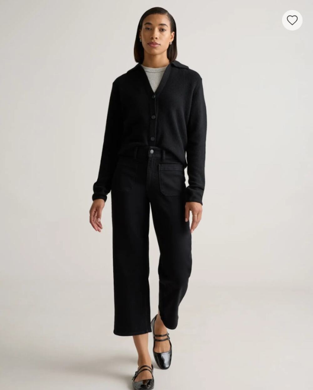 Quince Bella Stretch Patch Pocket Wide Leg Jeans Black 28” Inseam 29 NWOT